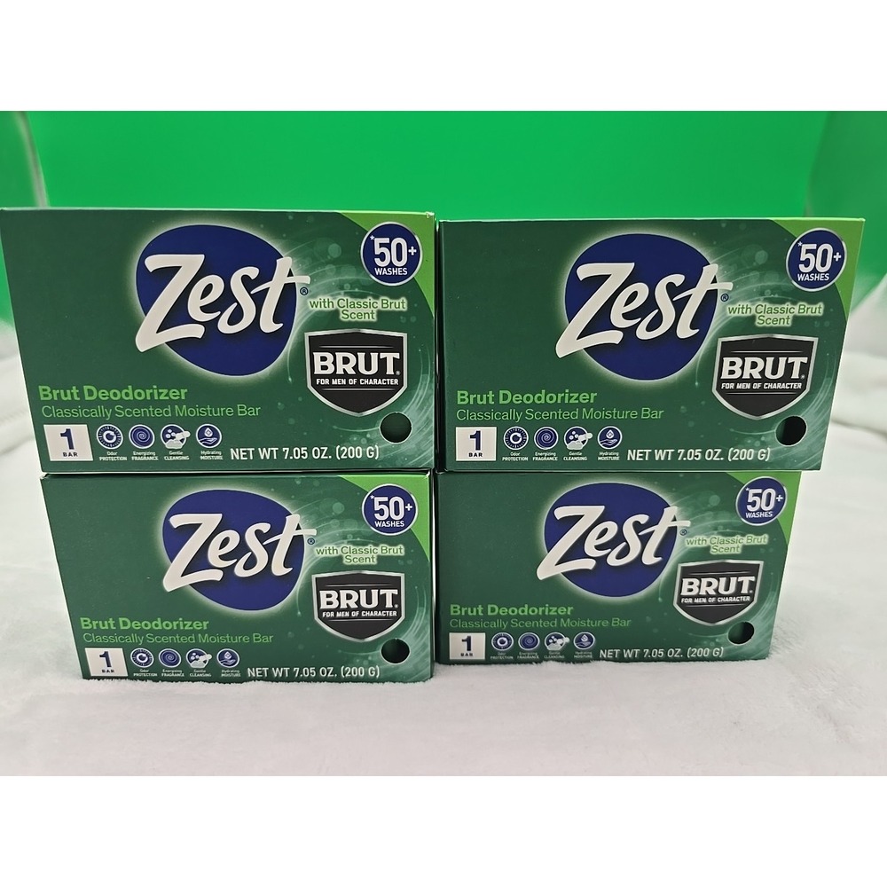 Zest Brut Deodorizer Classically Scented Moisture Bar Soap 7.05 oz. lot of 4 New